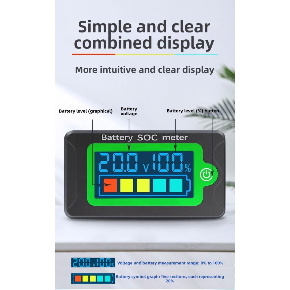 PZEM-009 DC 8-100V Battery Tester, Voltmeter, Capacity Meter, LCD Digital Color Waterproof Display, Custom Calibration