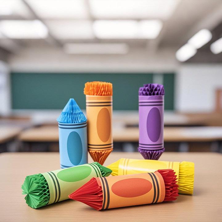 Back-to-School Classroom Decor: Creative Crayon Honeycomb Pendants