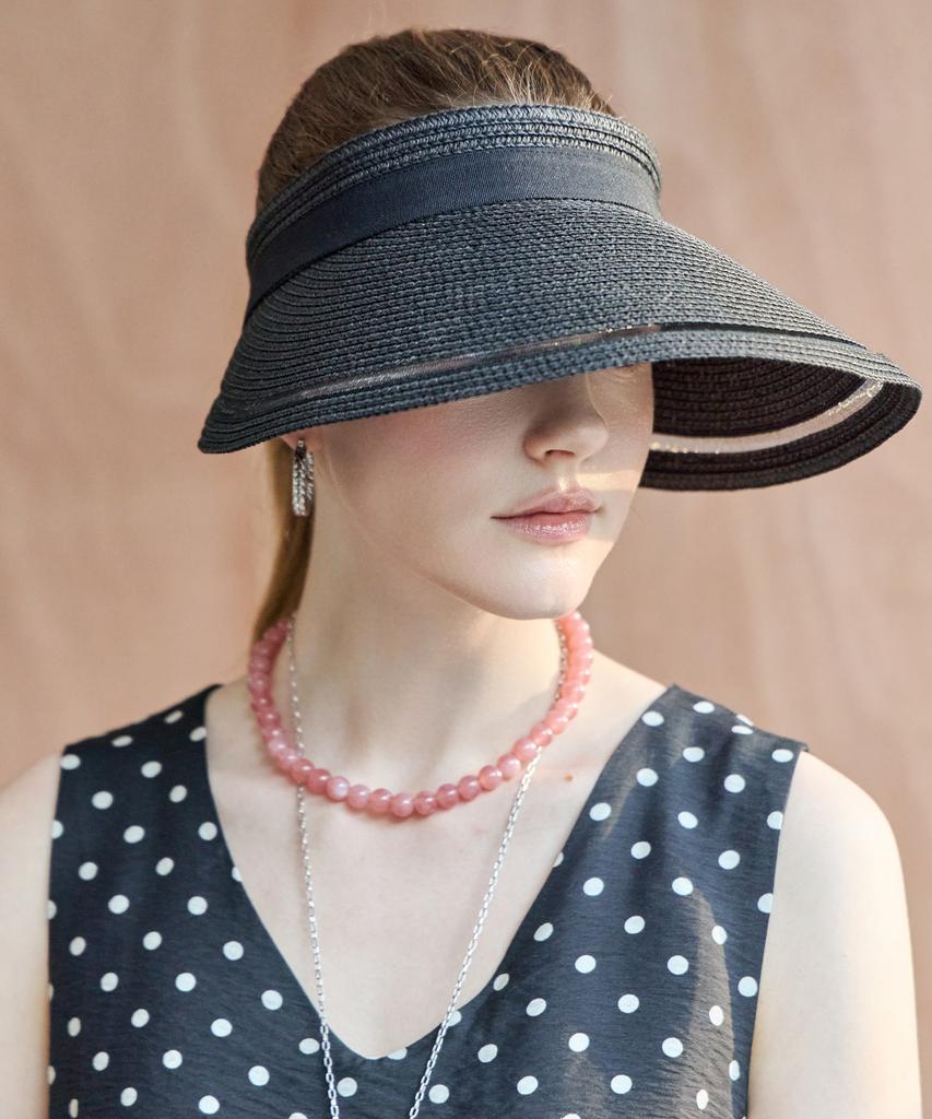 MAXZA Contrast Ribbon Strap Wide Sun Cap