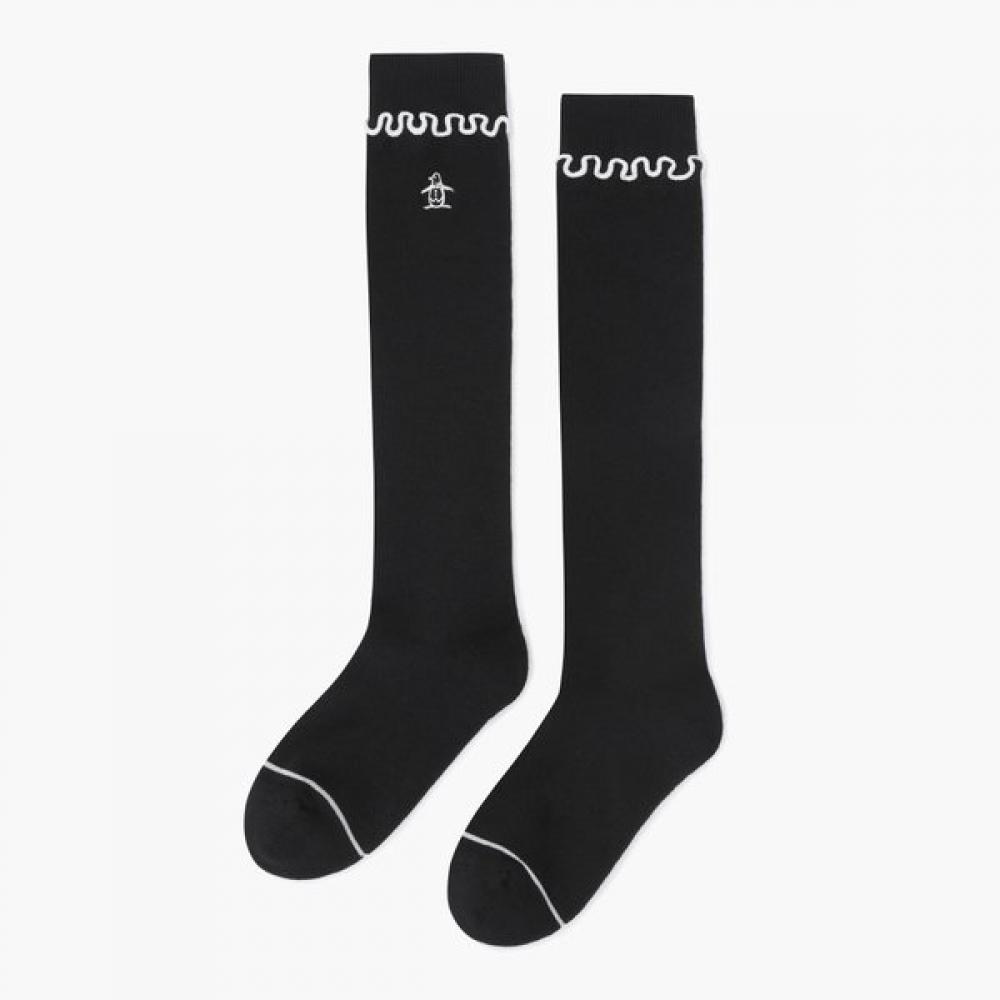 Munsingwear Women Essential Shirring File Knee High Socks Black Mr322lso74 BLCK_BLCK/FR