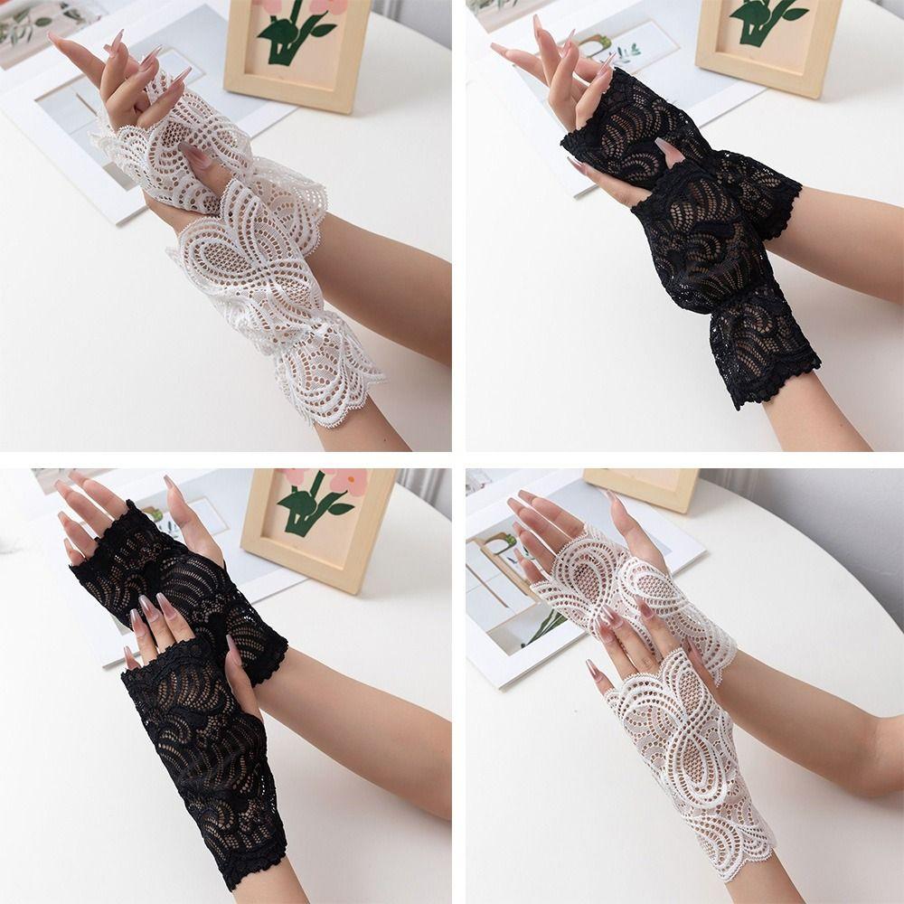 New Floral Pattern Hollowed Lace Fake Cuff Breathable Elastic Wrist Cuff Detachable Sweater Cuffs Women's Clothing Accessories