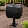 Barbecue Cooker Cover with Drawstring, Fastening Bands, and Top Carry Handle for Convenient Coverage and Handling Between Cooking