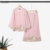 ZANZEA Women 3/4 Sleeve Blouse and Midi Skirts Floral Print Two Piece Suit Sets