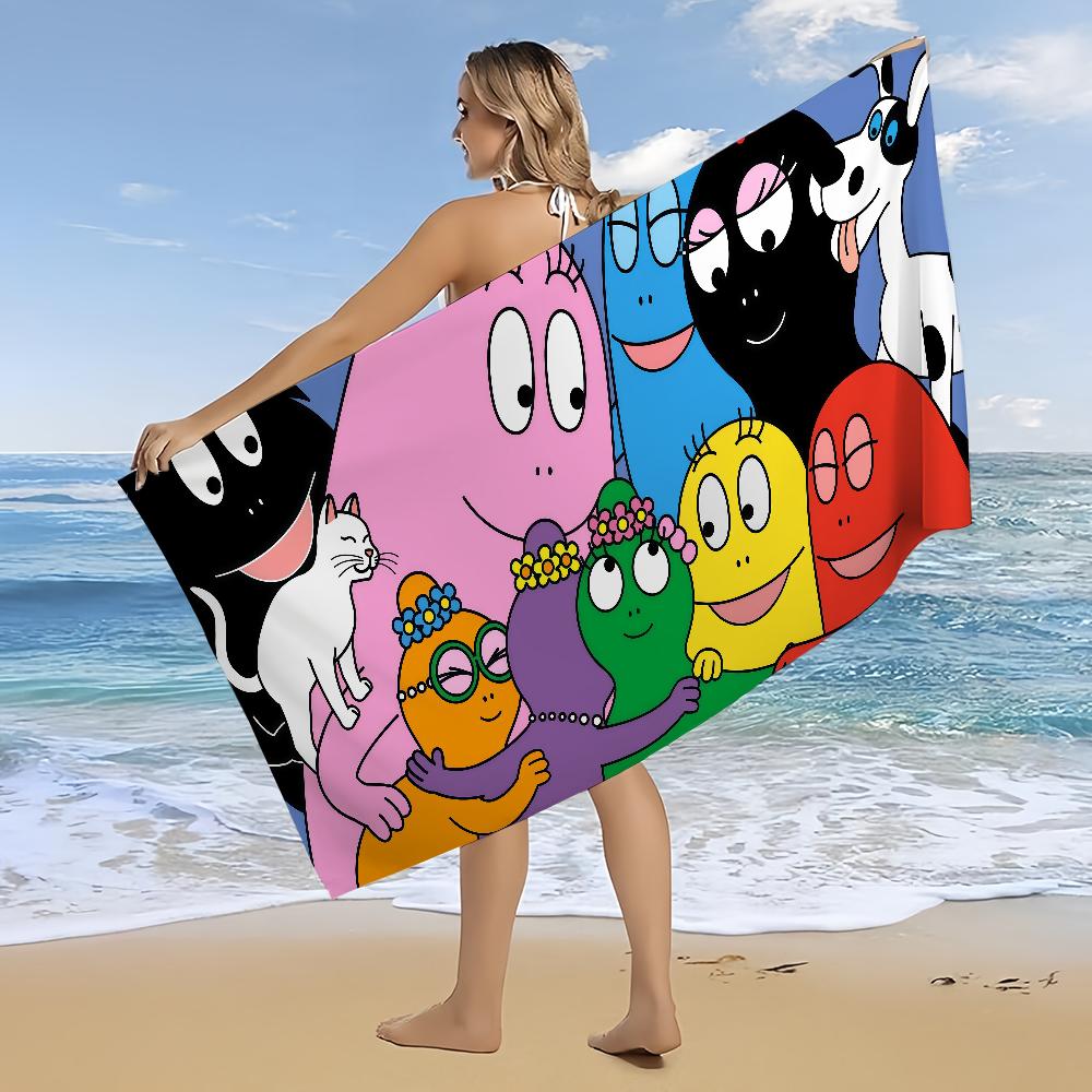 Cute B-BarbapapaS-ES Cartoon Towel Beach Towel Bath Quick-Drying Lightweight Blanket Portable Sauna Camping Swimming Pool Travel