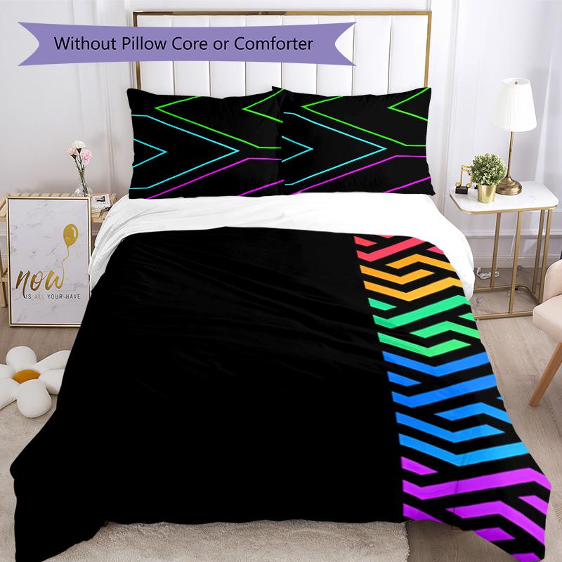 Modern Lines Colors Bedding Set Breathable Duvet Cover with Pillowcases Decorative Bed Linen for Bedroom Home Decoration Birthday Gift