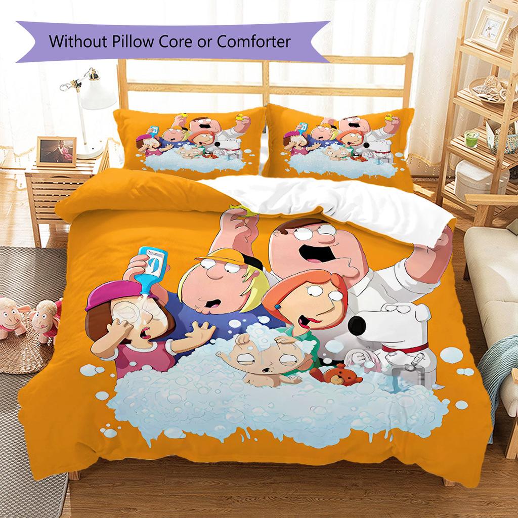 Rodinný typ Vzor Povlečení Sada prošívaných dek Quilt Cover Povlak na polštář Domácí dekorace Dárek k narozeninám (1 * povlak na peřinu + 2 * povlak na polštář, bez jádra)
