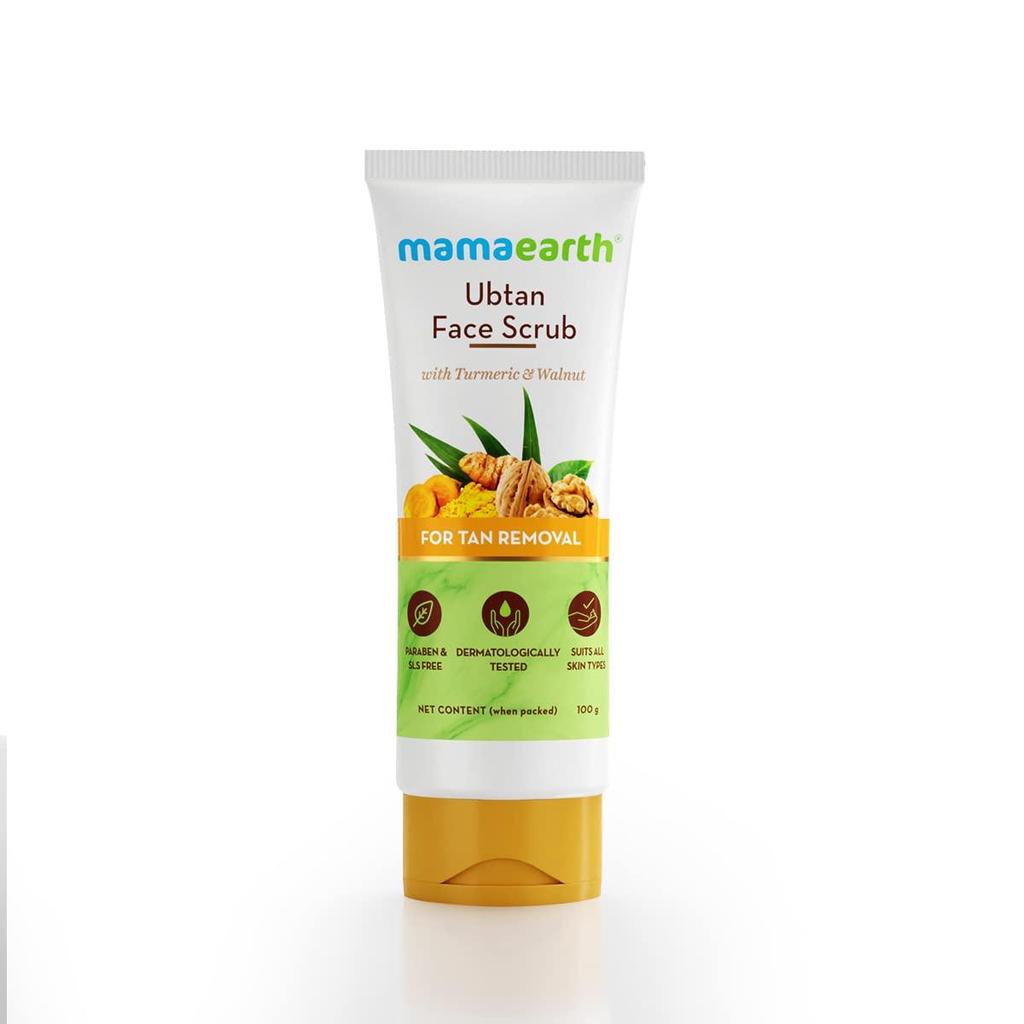 Mamaearth Ubtan Face Scrub With Turmeric & Walnut For Tan Removal | Gently Exfoliates & Brightens Skin | Suitable For All Skin Types | 100g