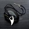 Bull Horn Design Wolf Tooth Necklace Zinc Zinc Alloy Crescent Tooth Leather Rope Necklace  Men
