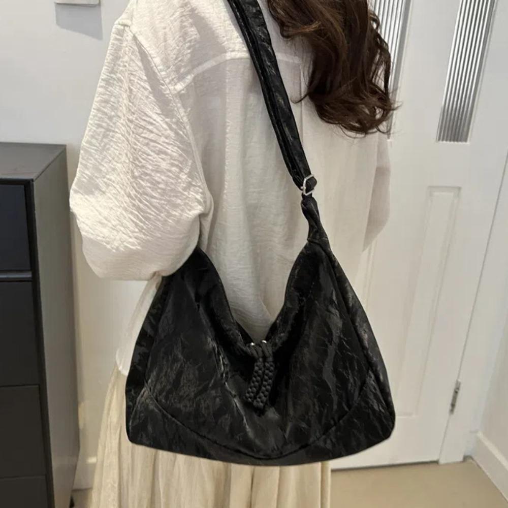 Soft Solid Color Tote Bag Large Capacity PU Leather Handbag All-Match Texture Crossbody Bag  Daily