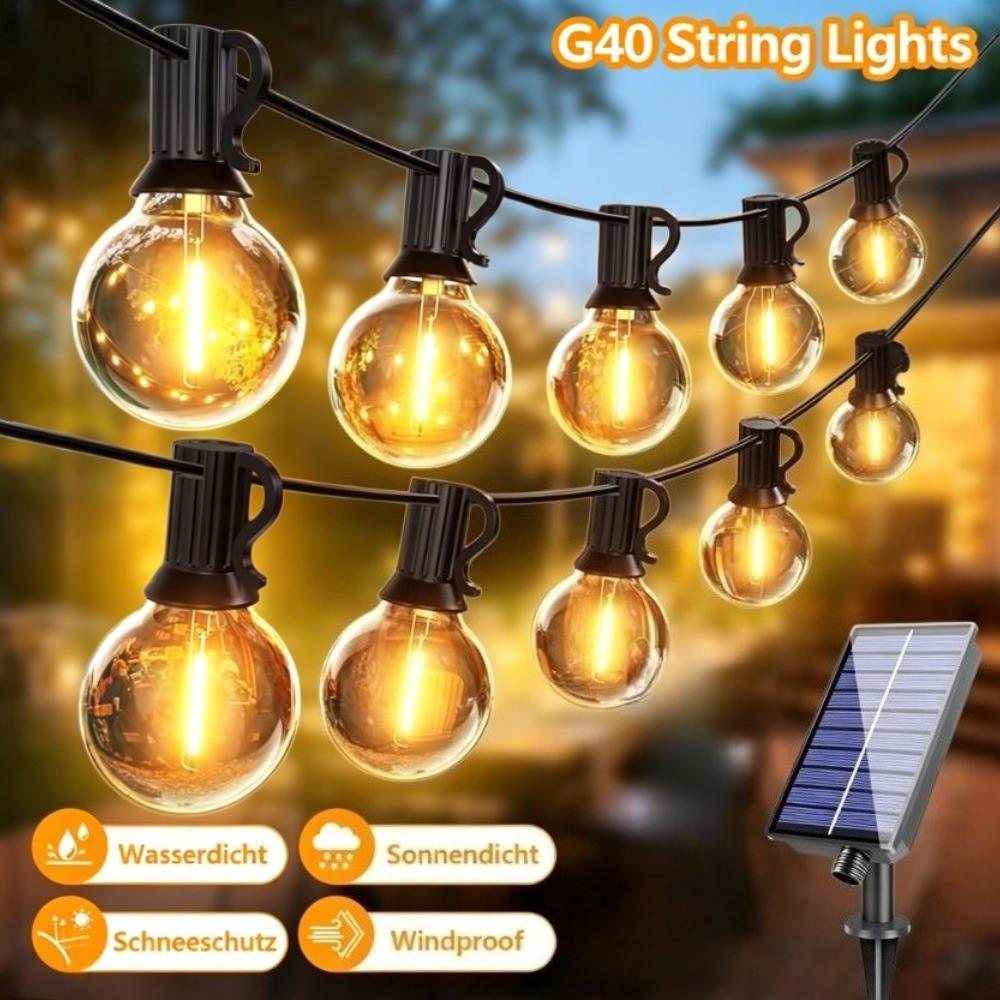 Solar String Lights Outdoor with Remote LED Shatterproof Bulbs Dimmable G40 Solar String Lights for Outside Backyard Party Decor