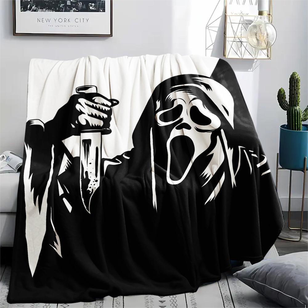 Horrorfilm-Print Flanelldecke, Hohe Qualität, Bequem für alle Jahreszeiten, Heimdekoration, Wärme und Komfort, Perfekt für Weihnachtsgeschenke