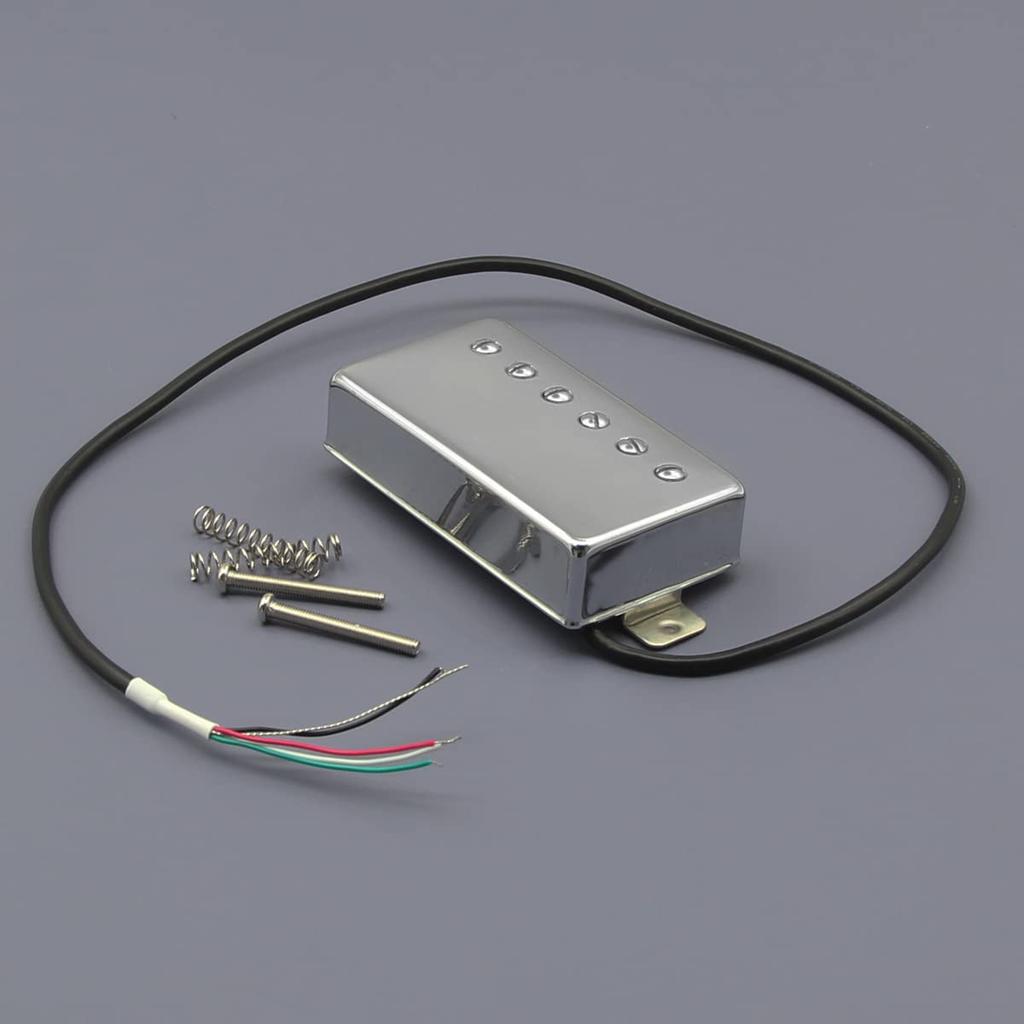 FLEOR Alnico5 Guitar Humbucker Pickup, 4-Wire 7-8K Gold Neck Pickup, Chrome Fit, LP Style, Guitar Pickup Parts