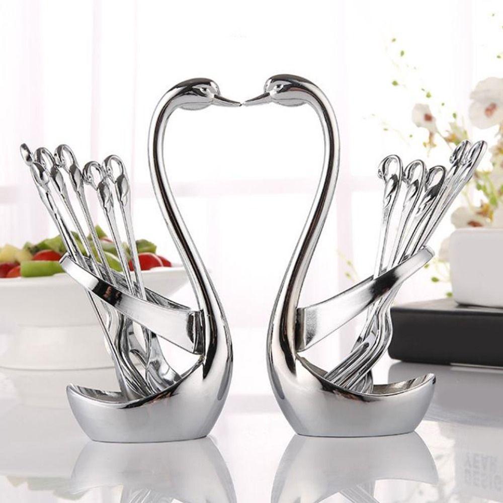 Zinc Zinc Zinc Alloy Swan Shape Cutlery Holder Anti-Rust Swan Tableware Holder  Kitchen