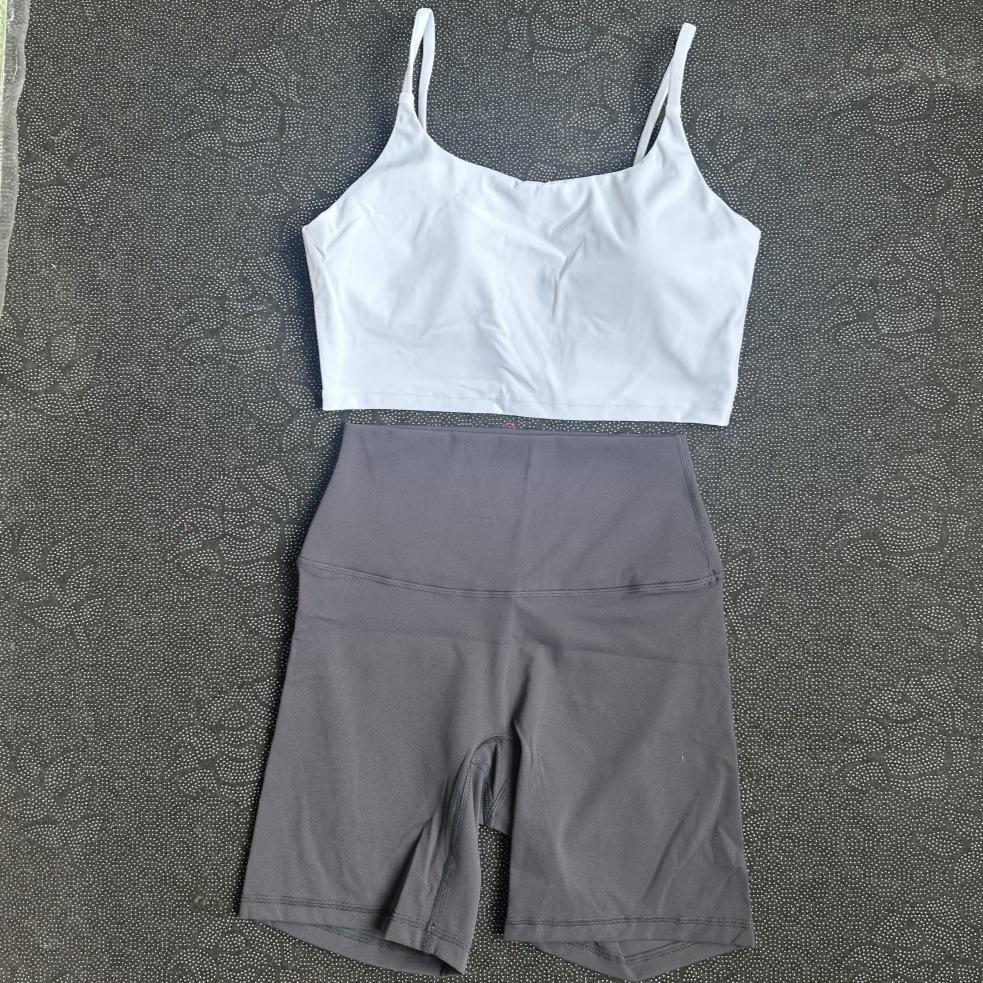 

JYL Solid Naked Feeling Yoga Shorts Hollow Cross Back Gym Yoga Set M колір opera ліловий