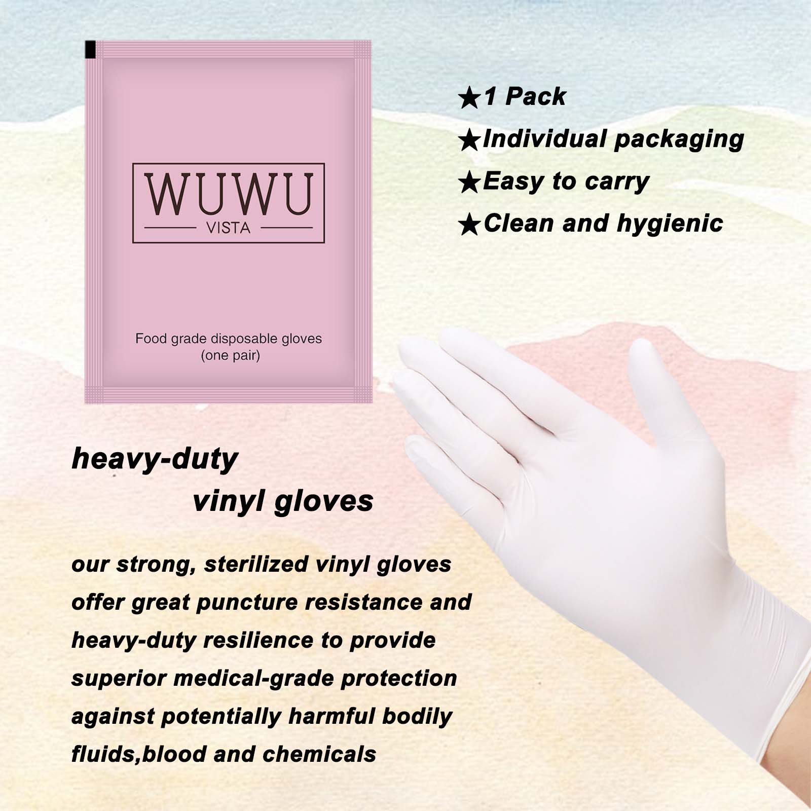 

WUWUVISTA Одноразовые перчатки 30 пар одноразовых нитриловых перчаток в индивидуальной упаковке Новые пищевые латексные перчатки из ТПЭ Нескользящие перчатки Восковые аксессуары 1 pair белый