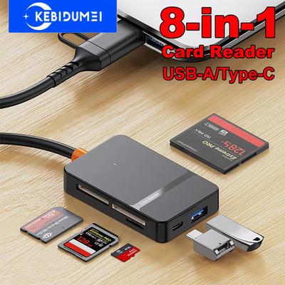 8 In 1 Card Reader USB3.0 Type C To SD TF CF MS Memory Card Adapter Multi-functional Card Reader 5Gbps High-speed Transmission