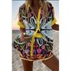 1116 spring and summer European and American fashion women's clothing printed loose shorts short-sleeved shirts cartoon POD fixed