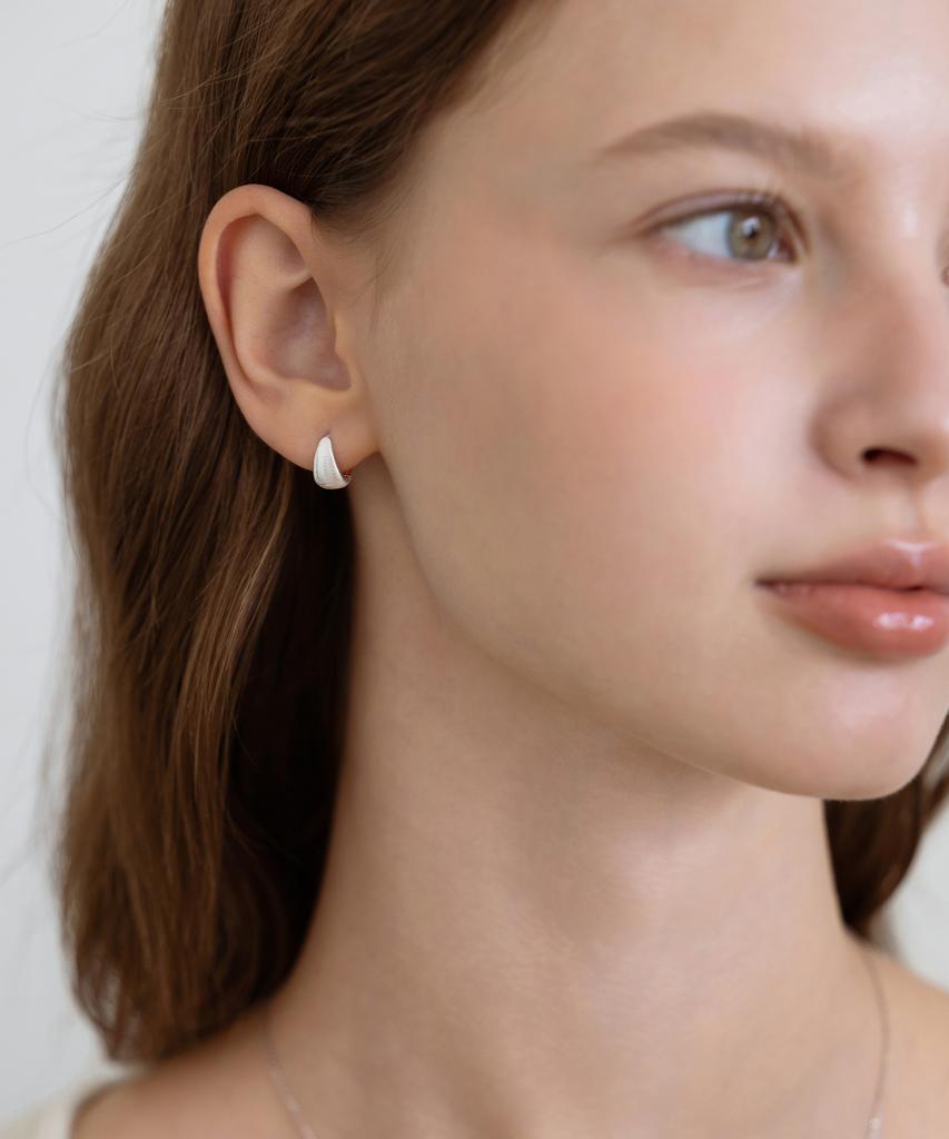 Tatiana (Silver 925) Matte Drop Hoop Earrings Ec3275
