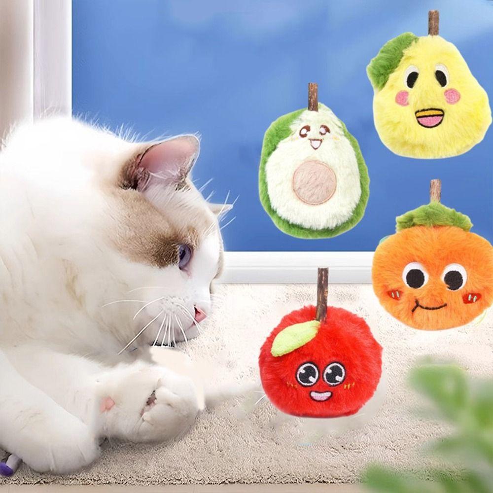 

4Pcs Fruit Shape Teeth Grinding Toy Bite Resistant Cat Teasing Toys Relieve Boredom 4Pcs