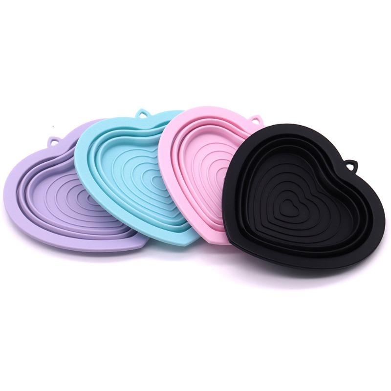Ciotola Pieghevole in Silicone per Animali Domestici, Ciotola per Riso per Cani, Ciotola Carina a Forma di Cuore per Cuccioli, Ciotola per Gatti, Ciotola Portatile da Esterno, Ciotola per Cibo per Cani