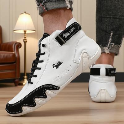 Men's Casual High Top Shoes Minimalist Design Fashionable Bare Boots Outdoor Handmade Leather Soft Sole Luxurious Men's Shoes