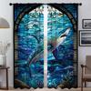Stained Glass Sealife Blackout Curtains 2 Pieces Home Interior Curtains for Living Room Curtain Tulle for Bedroom Shades Kitchen