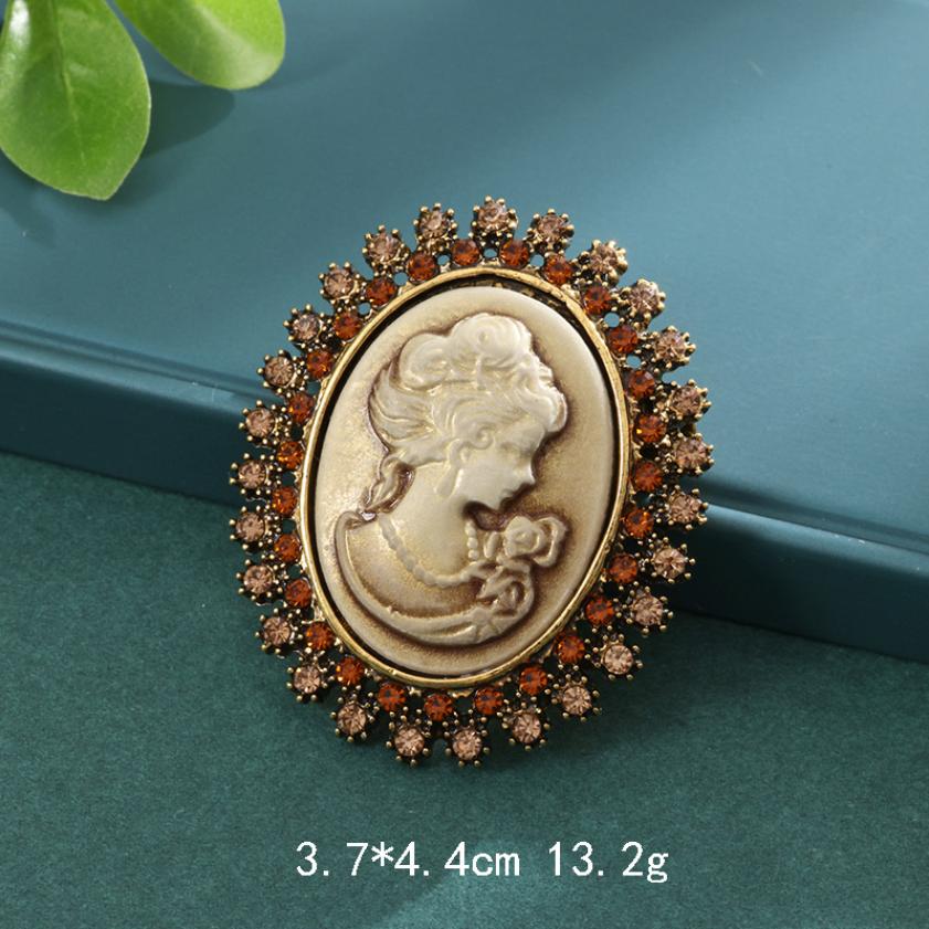 Vintage Victorian Cameo Elegant Queen Head Portrait Brooch For Women Antique Wedding Bridal Bouquet Clothing Jewelry Gifts