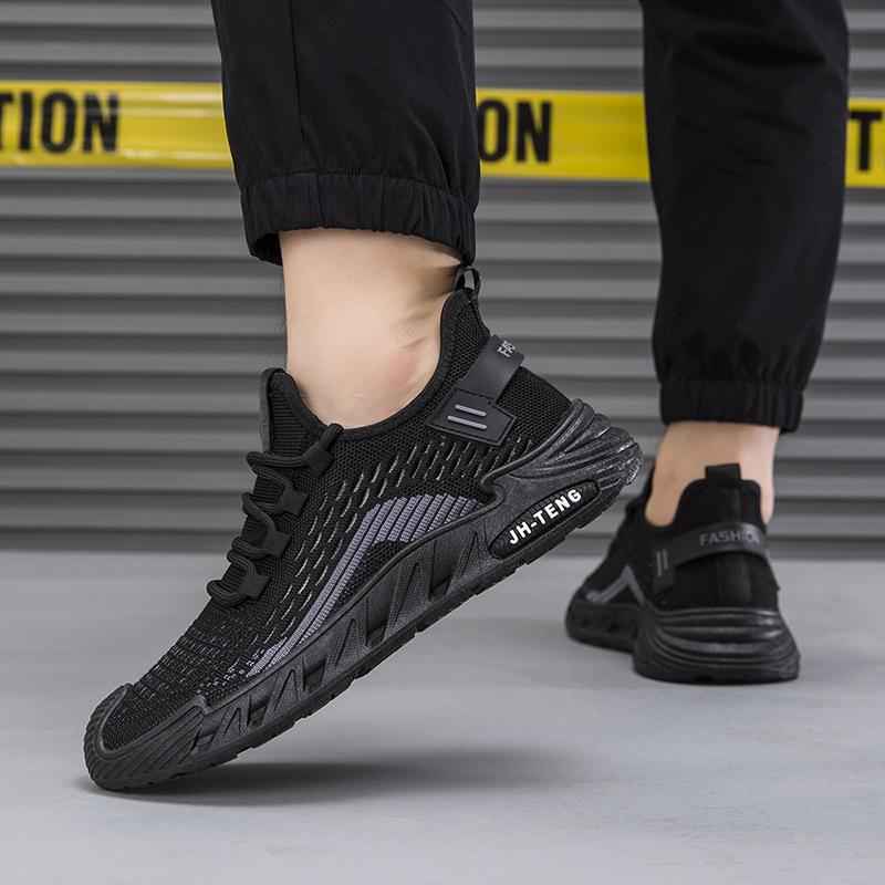 2026 new men's sports shoes fly-woven low-top lace-up breathable fashion running shoes spring men's shoes