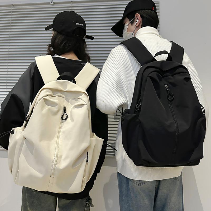 Waterproof Nylon Unisex Backpack 15.6 Inch Laptop Backpacks Women Travel Bookbag Solid Color School Bag for Teenage Girls