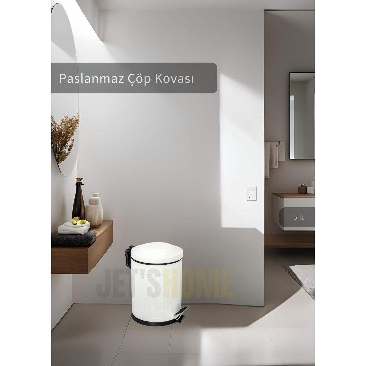 

Pedal Bathroom Trash Can Stainless 5 Lt Kitchen Trash Can White