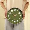 Nbdeal Wall Radio Continuous Second 3D Diameter 30cm Clock, Wave, Analog, Hand, Quiet, Characters, (Grass Green)