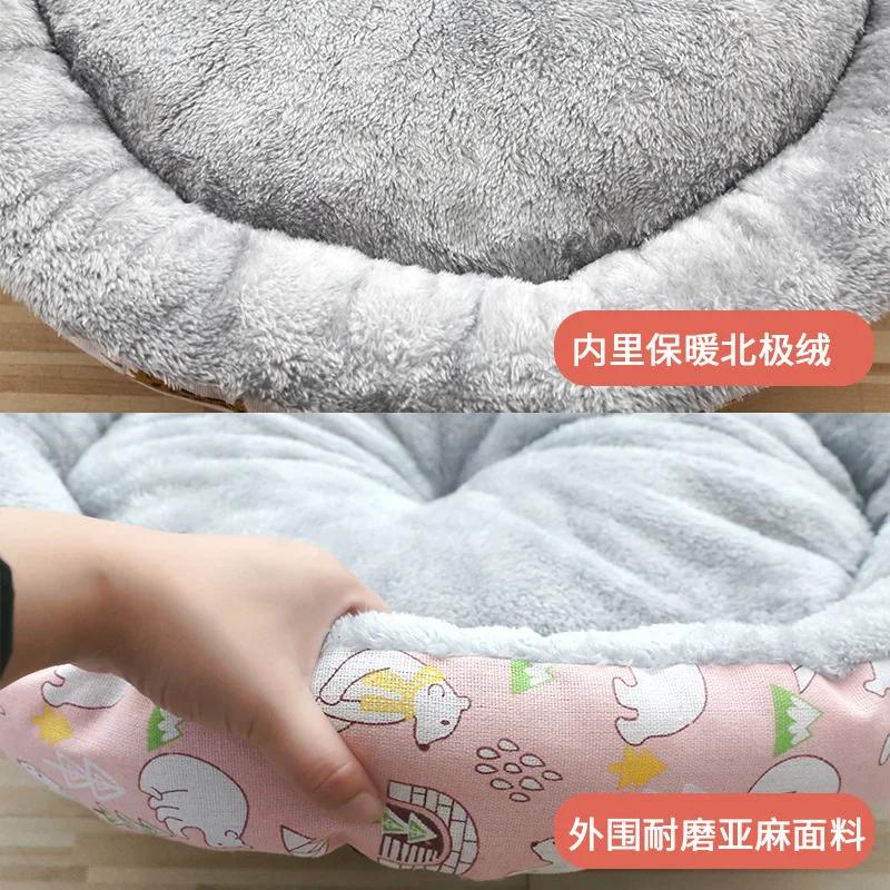 3 Größen Fleece Haustierbetten Katze Hund Sofa Rund Bequem Baumwollnest Hund und Katze Saisonal Universelles Nest Kleine und Mittelgroße Hunde