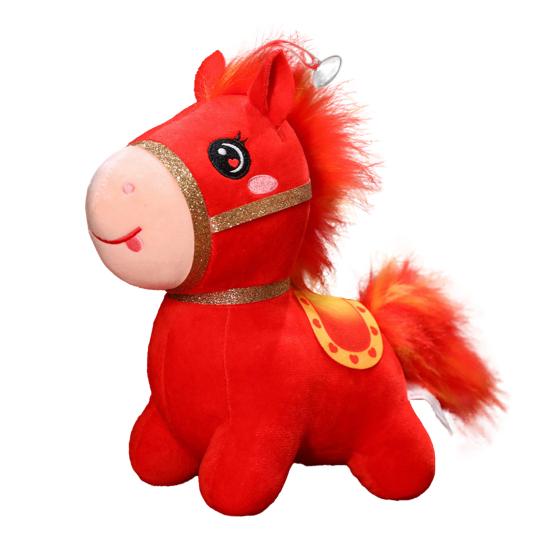 Horse Doll Year of The Horse Chinese Style Plushie Good Luck Pony PP Cotton Filling Zodiac Plush Figurine for Blessings