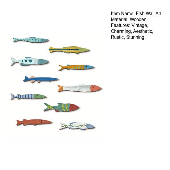 10 Stück Holzfisch Wanddeko Hängende Küsten Strand Wandkunst für Ozean Nautische Dekoration Vintage Fisch Wandskulptur für Seehaus Badezimmer Wohnzimmer