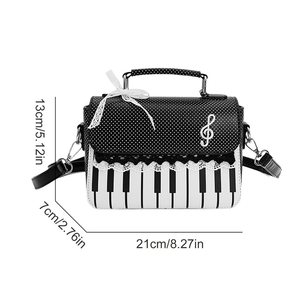 PU Leather Versatile Crossbody Bag Piano Pattern Music Note Handbags for Women Ladies Work Shopping Travel Daily Use