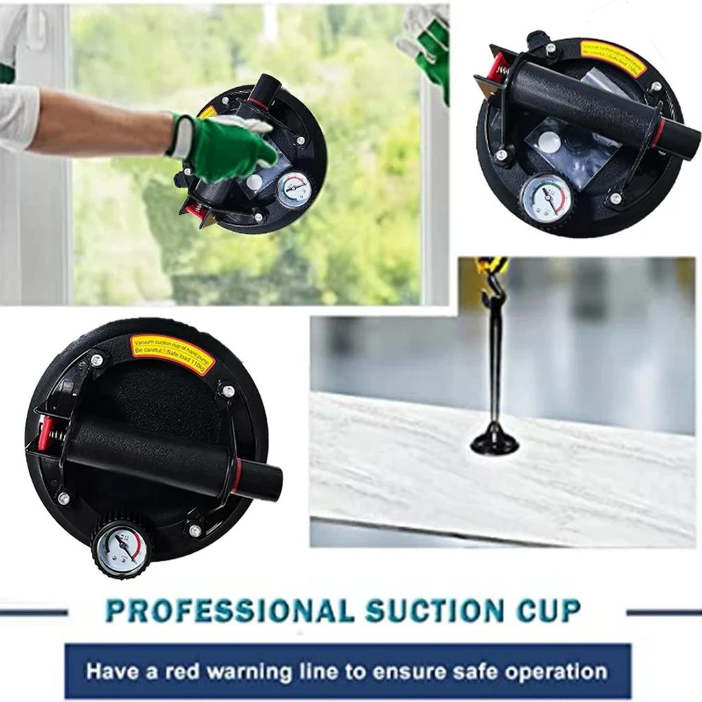 Neueste mit Manometer Vakuumsaugnapf 8 Zoll Schwerlast-Vakuumheber für Granitfliesen Glas Manuelles Heben Heben