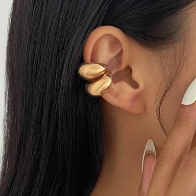 IngeSight.Z Punk Unique Forme C Goutte d'Eau Métal Clip d'Oreille Cartilage Boucle d'Oreille Manchette Tendance Dorée Bijoux Cadeau de Noël