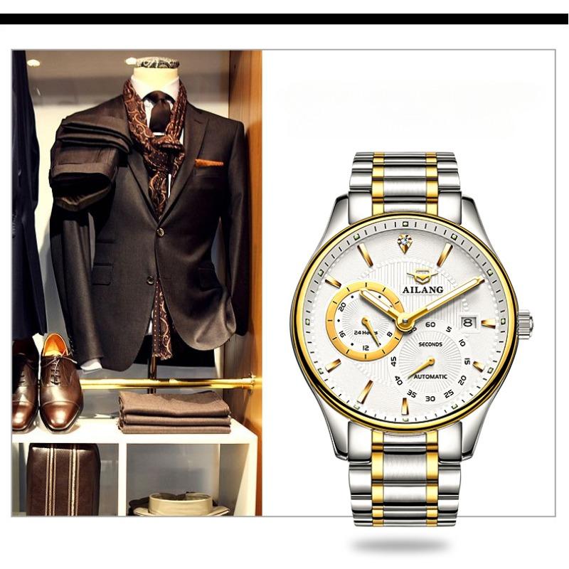 AILANG Watch Herre Automatisk Mekanisk Klokke Kalender Vanntett Mote Trendy Casual Herreklokke