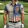 2026 New Men's American Flag 3D Printed Polo Shirt Summer Casual Short Sleeve Lapel Trend Sports