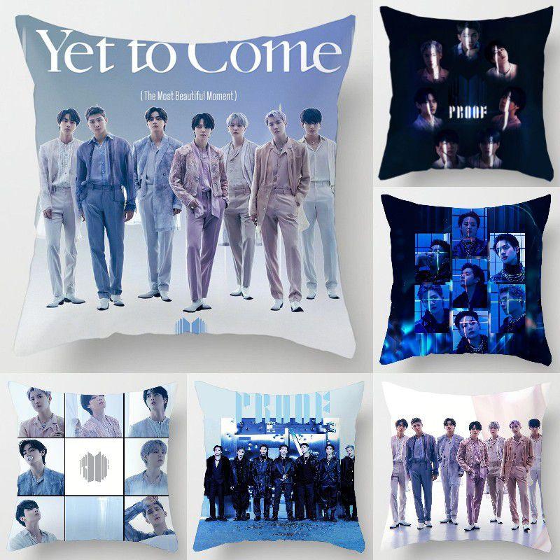 Kpop 18in Bts Bangtan Boys Cushion Cover Decorative Soft Pillow Case Peach Skin