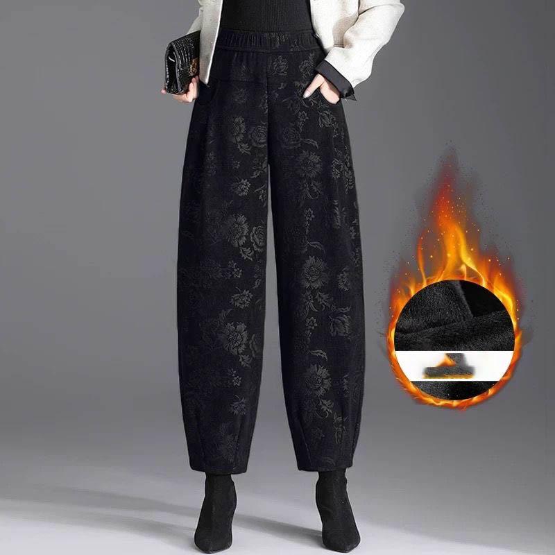 

Женские осенне-зимние брюки-бутоны, эластичная талия, свободные повседневные брюки-морковки, плюс бархат, толстые, с высокой посадкой, брюки-гаремы XS чёрный