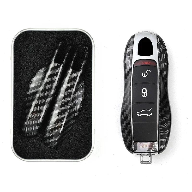 

For Porsche Boxster Cayman Panamera Cayenne 911 Car Key Cover 918 997 991 Carbon Fiber Key Case Car Accessories Protection Cover