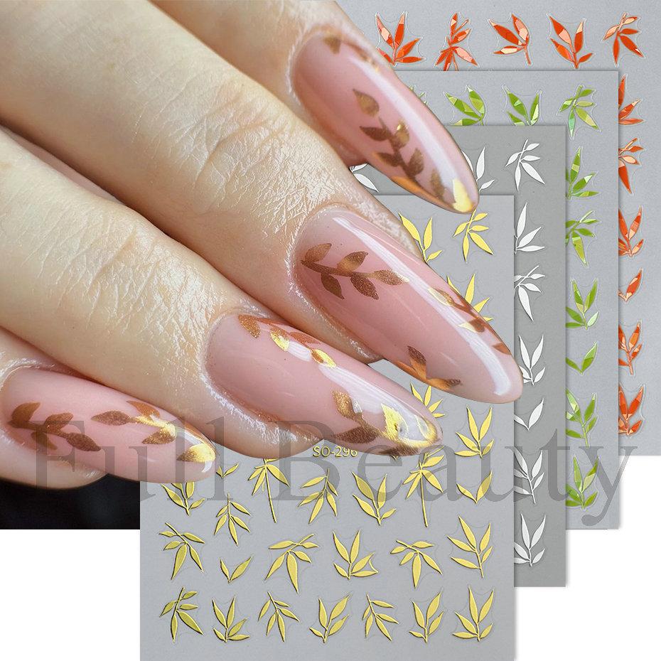 Nail Art Stickers Ins Chinese Style Cool Style Multi-color Bamboo Leaf Adhesive Nail Stickers