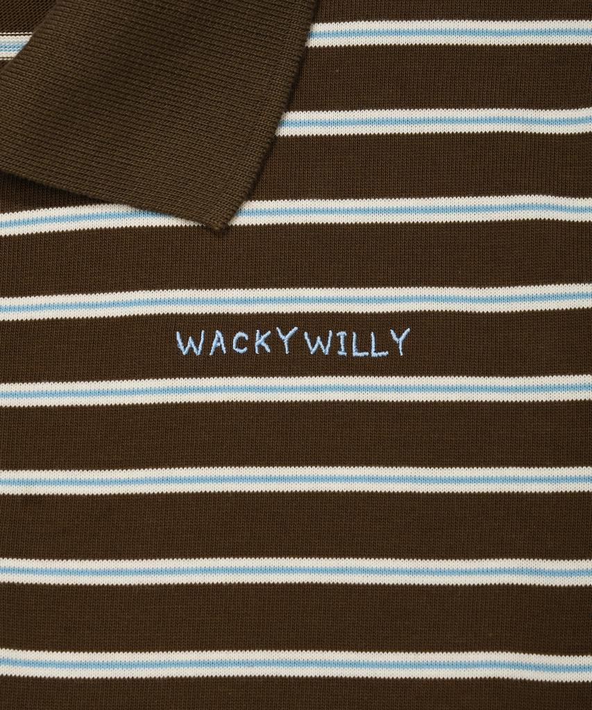 WACKY WILLY Women'S Pinstripe String Rugby Long Sleeve Brown