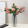 3 Stems Artificial Flowers Bouquet with 2 Heads Blooms And 1 Bud Real Touch Rose Flower Branch for Wedding Home Office Table Decor