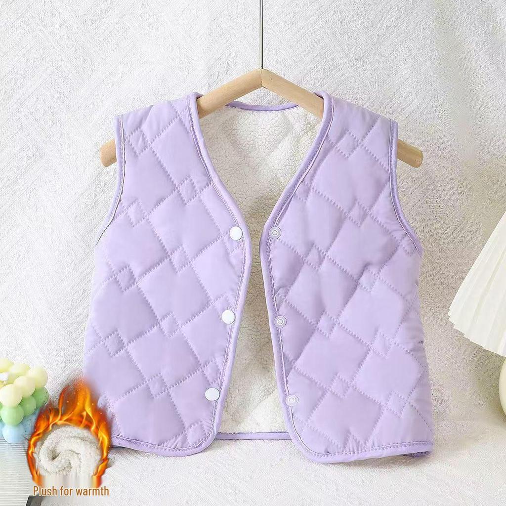 Children's Winter Velvet-Lined Vest: School Uniform Essential