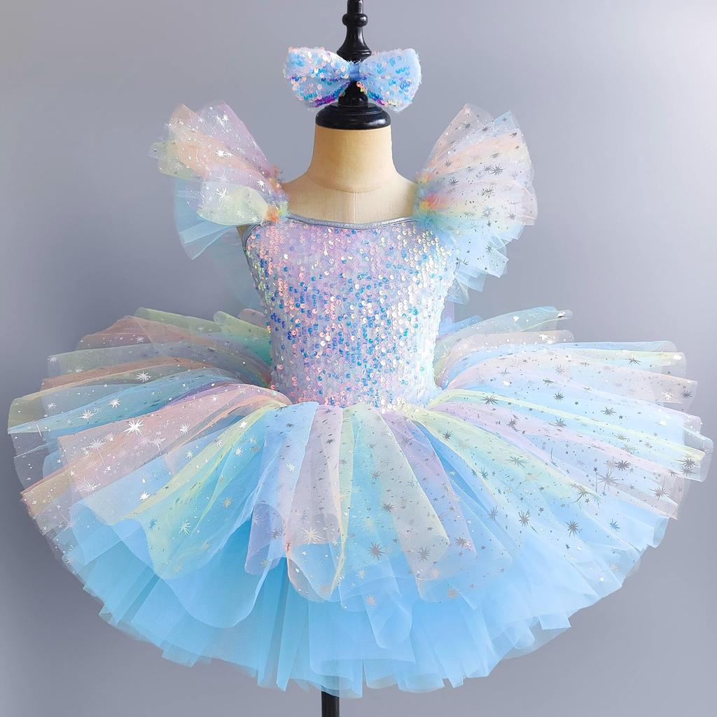 Kids Ballet Dress Seven Colors Girls Children Sequined Princess Dress Ballet Tutu Ballerina Party Dance Costume Ballet Dress