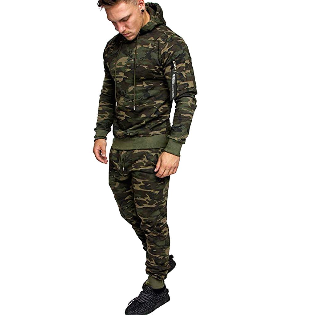 Mens  Splicing Zipper Print Sweatshirt Top Pants Sets Sport Suit Tracksuit