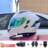 Full Face Motorcycle Helmet With Dual Visor Winter Warm Lining Bluetooth Slot Scooter Riders Men Women All Season
