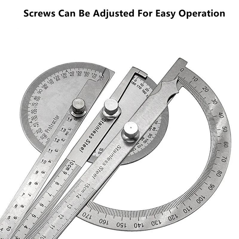 Stainless Steel Angle Meter Protractor with Metal Finder 180 Degree Goniometer for Woodworking Measurement Tool